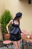 Quần ngắn lưng cao vải taffeta - Q0334