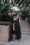 Đầm midi lệch vai phối vải poplin - D0679