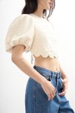Áo tay phồng vải jacquard - T0481