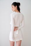 Váy ngắn phối vải - Trắng - S0160