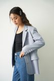 Áo vest dáng rộng cài khuy - Xám - T0705