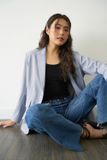 Áo vest dáng rộng cài khuy - Xám - T0705