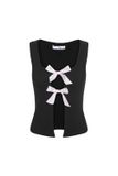 Áo sát nách gắn nơ - Đen - T0786