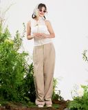 Áo sát nách vải ren - Trắng - T0803