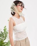 Áo sát nách vải ren - Trắng - T0803