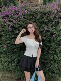 Chân váy bí hai tầng - Đen - S0263