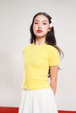  Áo croptop ngắn tay vải lông - T0870 