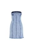 Đầm denim dáng ngắn cúp ngực - D0504