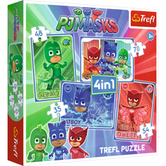 Tranh ghép hình 4 trong 1 (35/48/54/70 mảnh) Trefl  34291 PJMasks Catboy và toàn đội PJ Masks