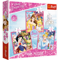 Tranh ghép hình Trefl 34833 - 3 trong 1 (20/36/50 mảnh)  Công chúa Disney Princess