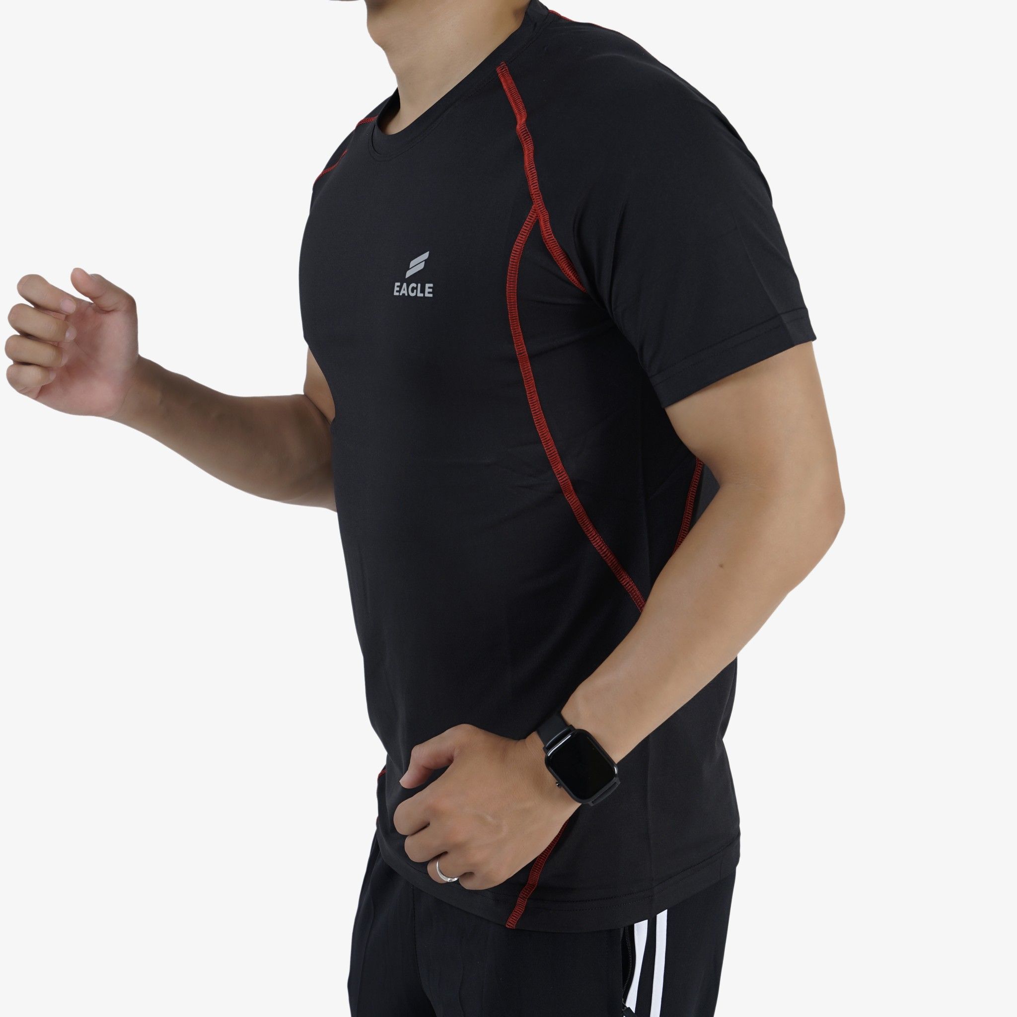 Áo nam Eagle body phối gân nổi - Viền Đỏ