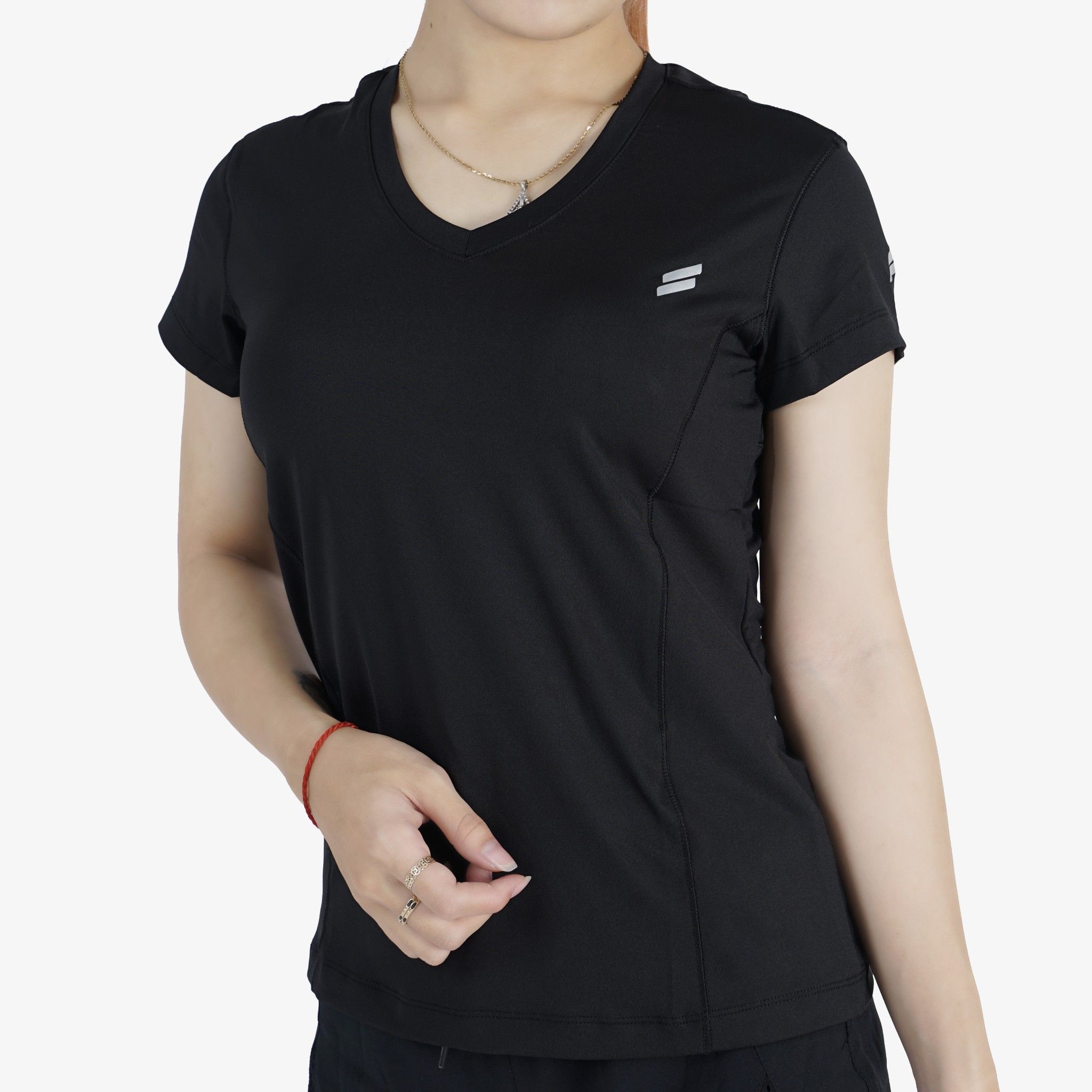 Áo nữ cổ tim Eagle basic - Đen