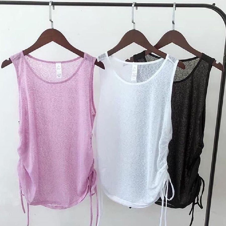 Áo tank top lưới phối dây cột - Tím