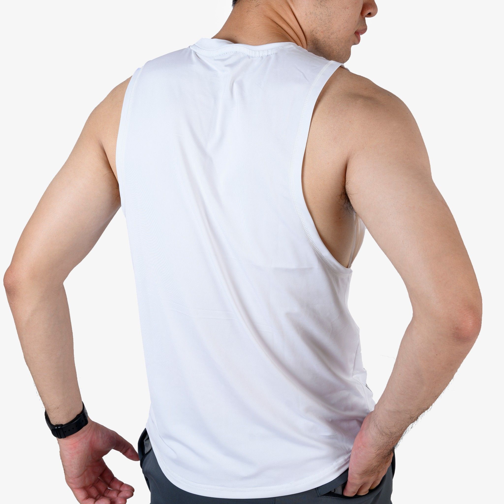 Áo tanktop nam Eagle Fitness lai bầu - Trắng