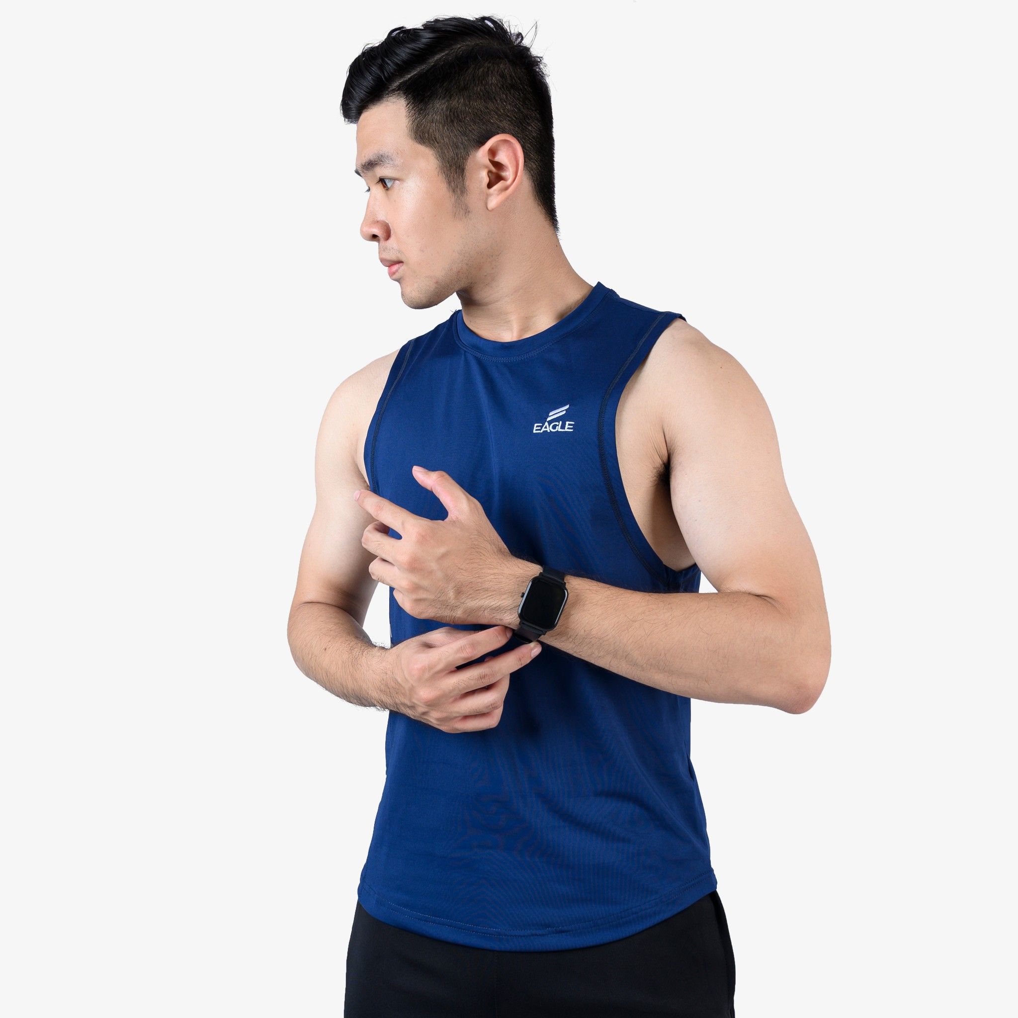 Áo tanktop nam Eagle Fitness lai bầu - Xanh