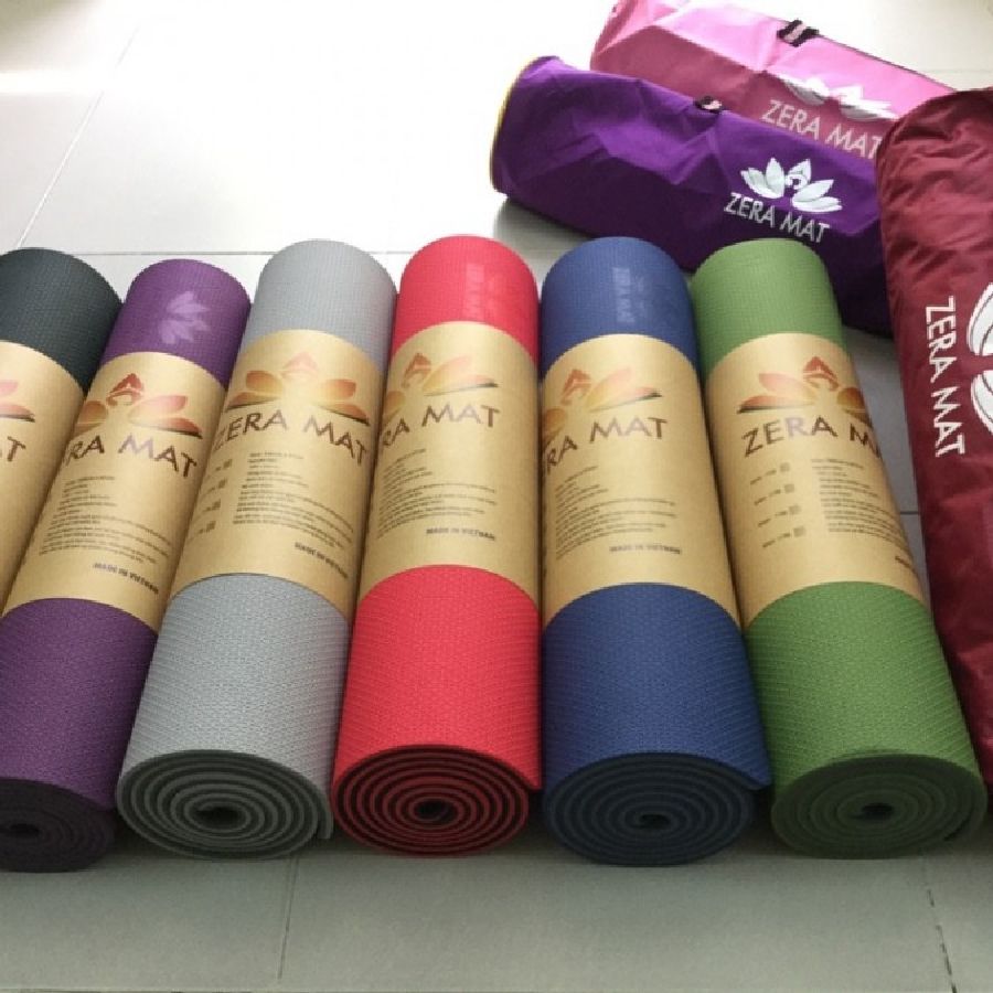 Thảm Tập Yoga 2 lớp TPE Dày 8mm ZeraMat Cao Cấp Có Dây Cột Tặng Kèm - Màu Cam