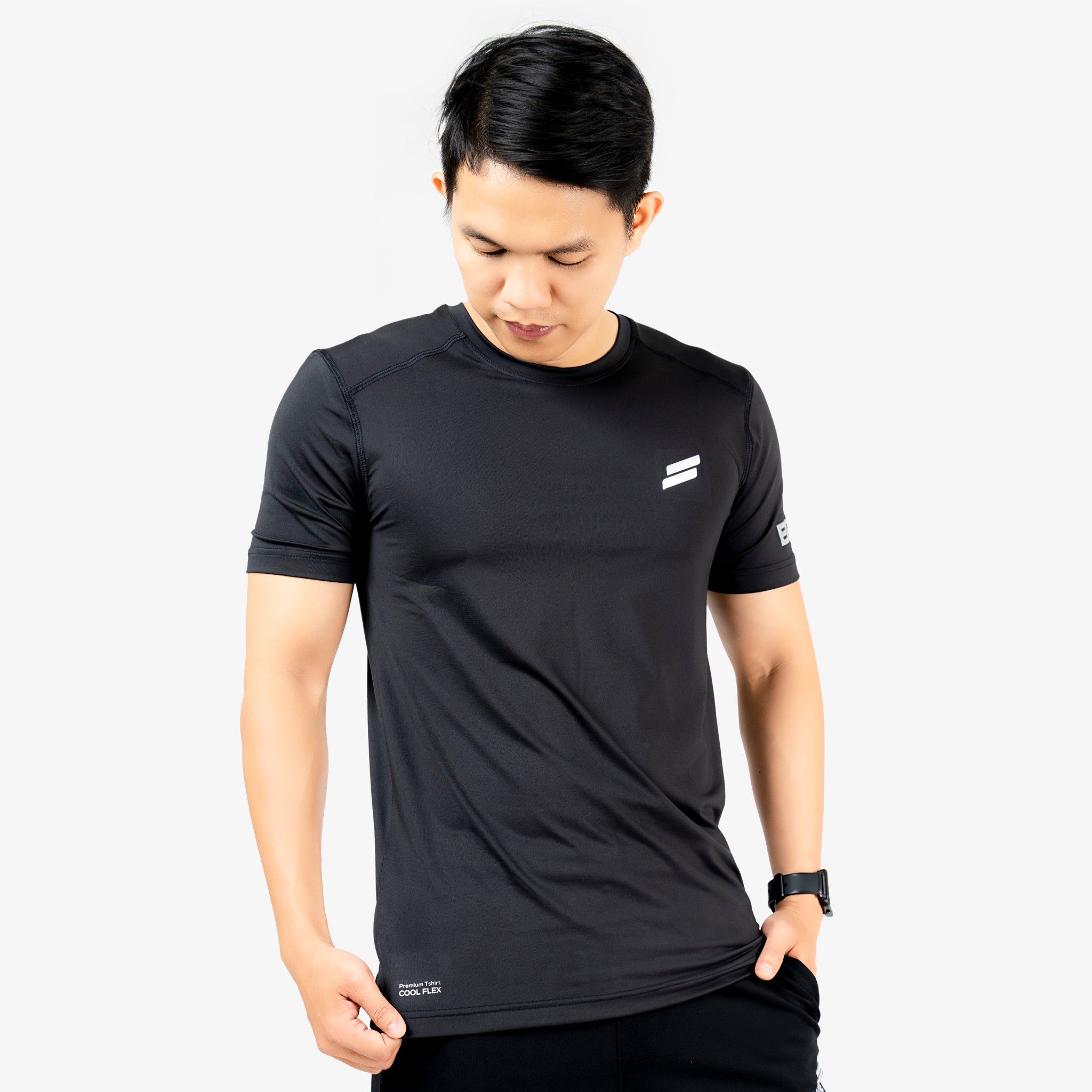 Áo nam Eagle logo nổi ép tay - Đen