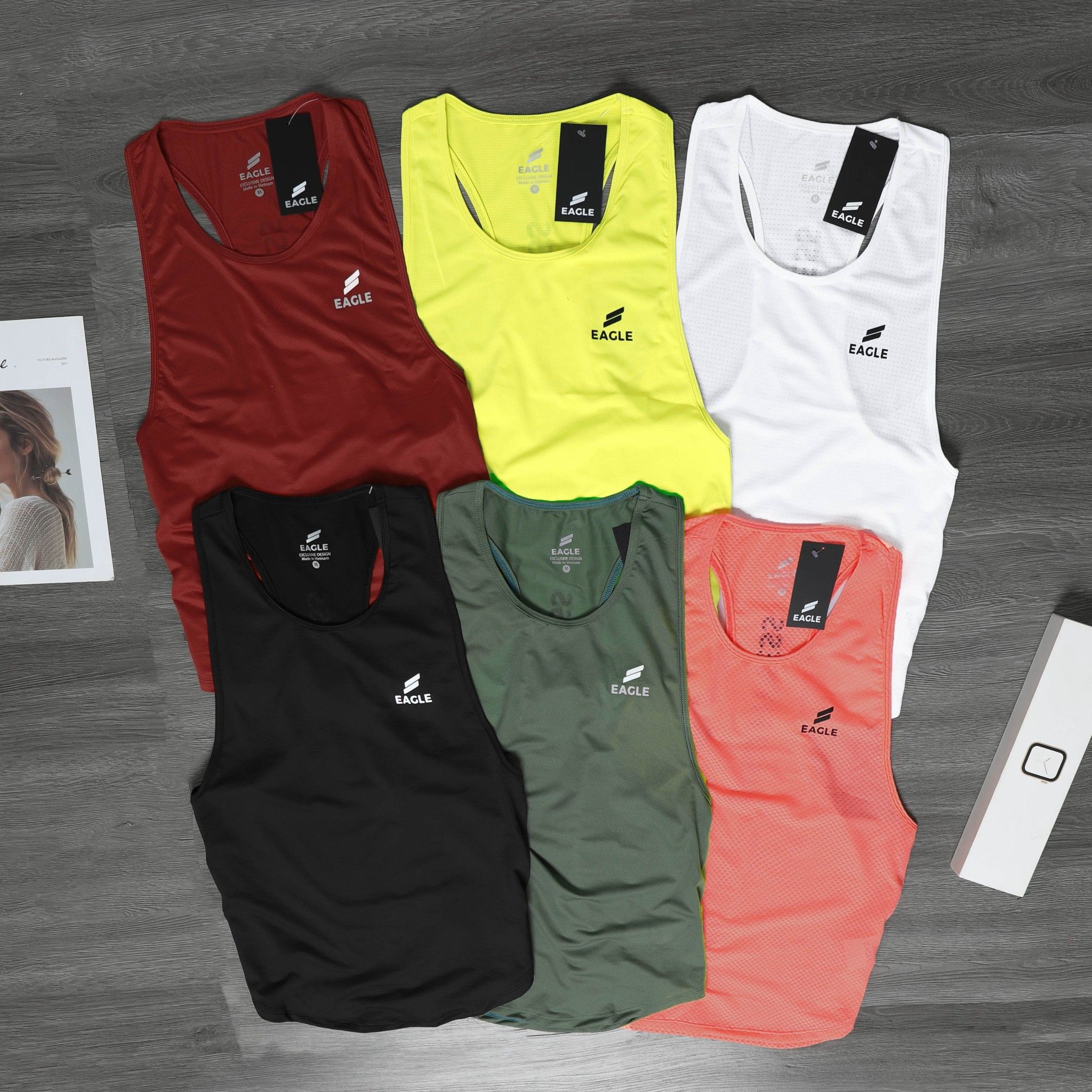 Áo tanktop nữ Eagle Fitness in lưng - Hồng