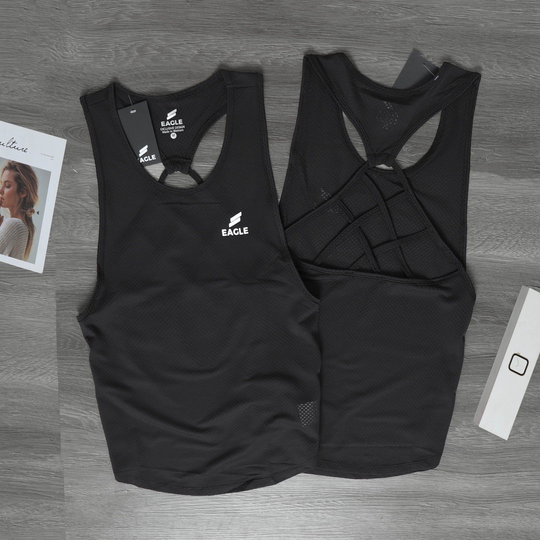 Áo Tank top nữ Eagle dây lưng - Đen