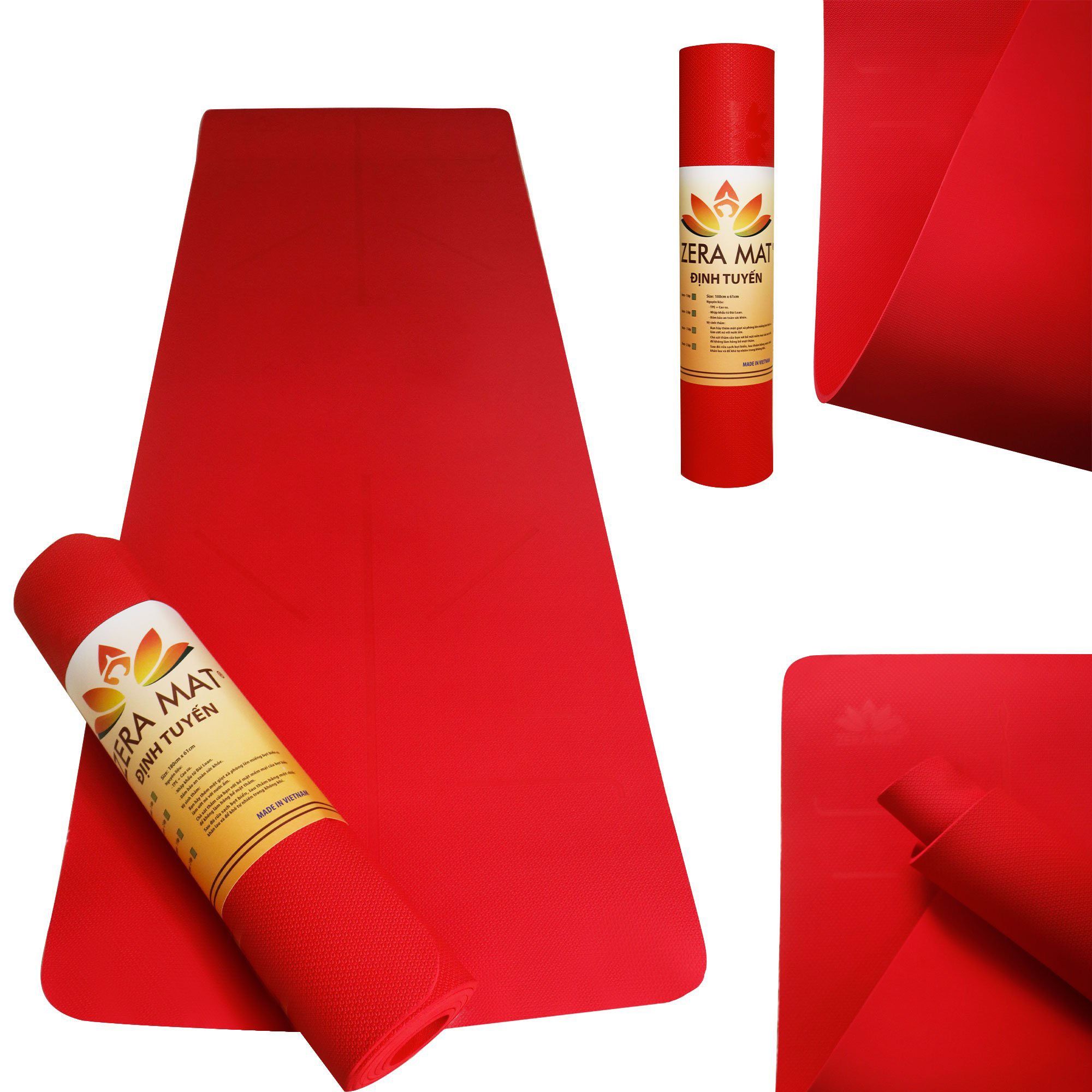 Thảm Zera định tuyến cao cấp tặng kèm dây cột - Màu Đỏ