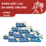 


																	 Combo 20 gói Khăn giấy lau tay đa năng TMCARE Premium Xanh, 100% bột giấy nguyên sinh - 100 tờ - vệ sinh sau và trong bữa ăn 