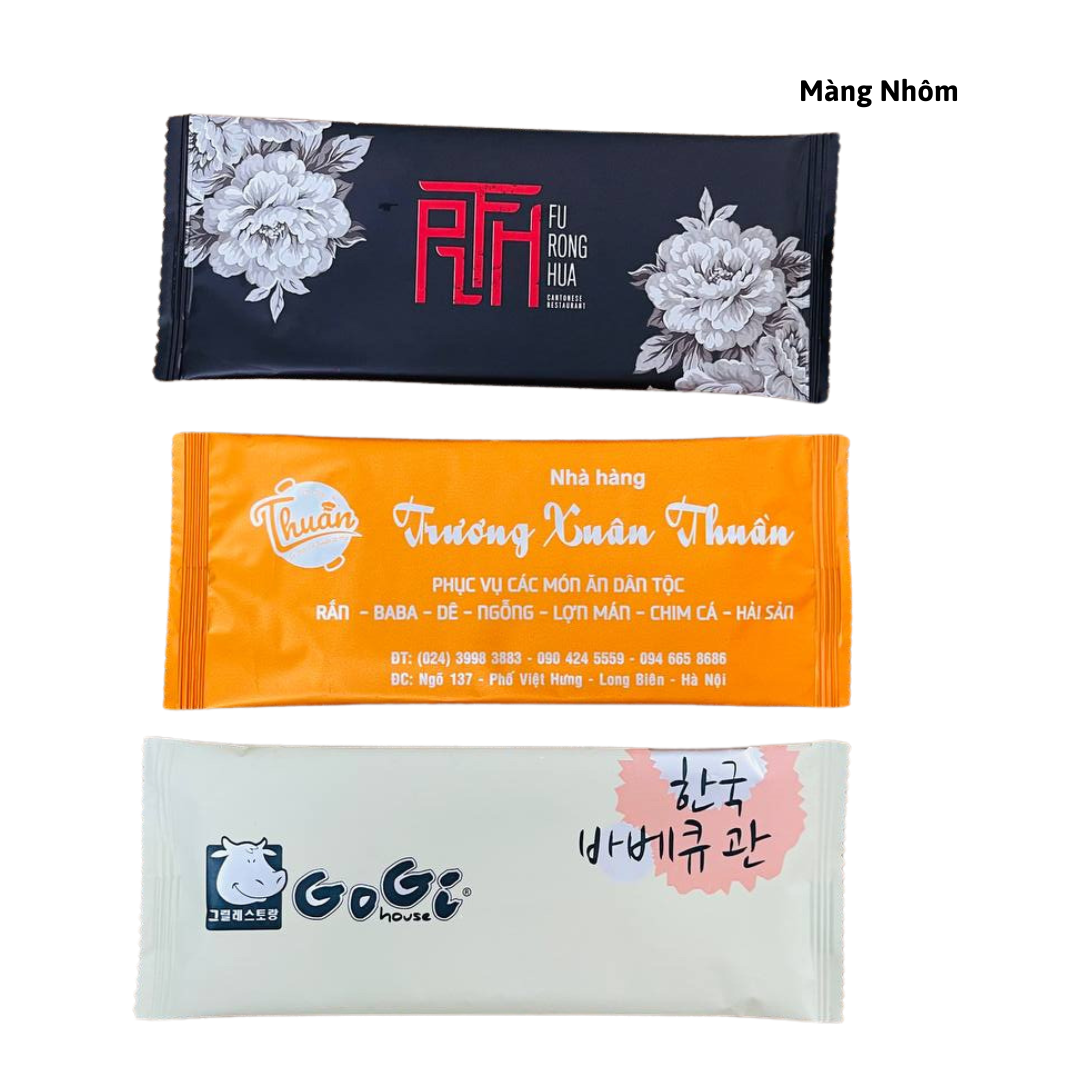 Khăn vải ướt thơm màng ghép in logo thương hiệu riêng nhiều màu theo yêu cầu