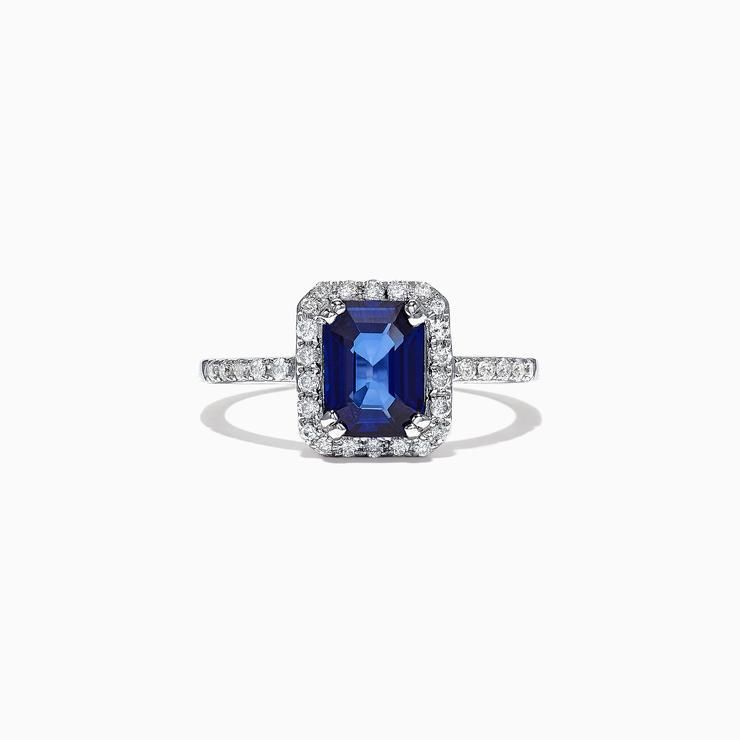 White Gold Blue Sapphire Diamond Ring