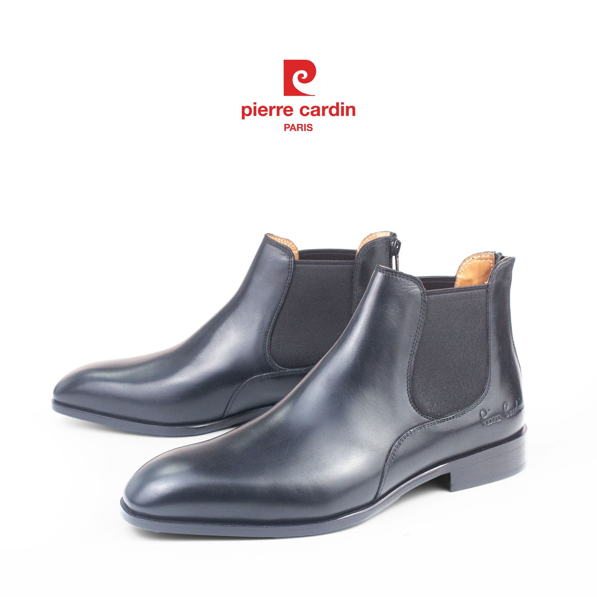 Pierre Cardin Paris Vietnam: Bốt Cổ Trung Da Bò Ý - PCMFWLH 371 (Black)