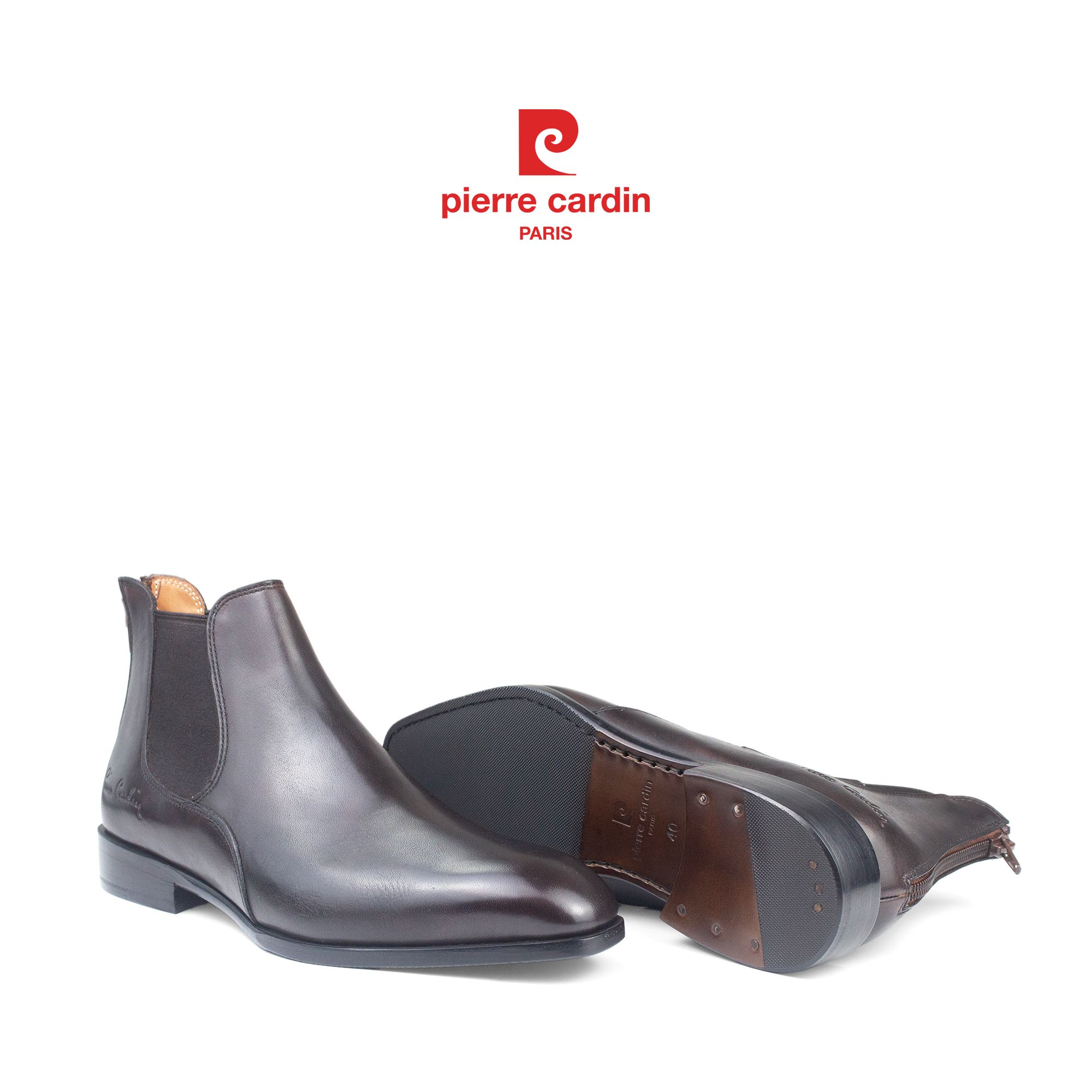 Pierre Cardin Paris Vietnam: Bốt Cổ Trung Da Bò Ý - PCMFWLH 371 (Brown)