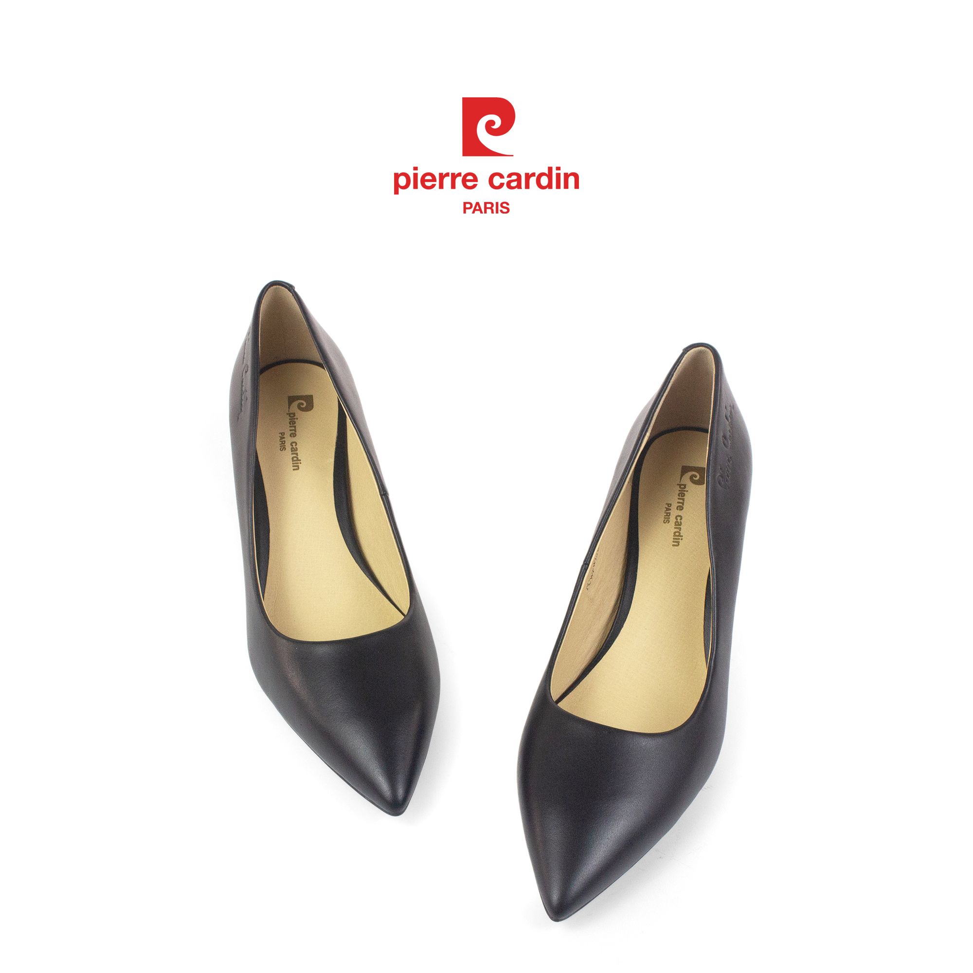 Pierre Cardin Paris Vietnam: Giày Nữ Cao Gót Mũi Nhọn Da Thật Pierre Cardin - PCMFWLH 241 (BLACK)