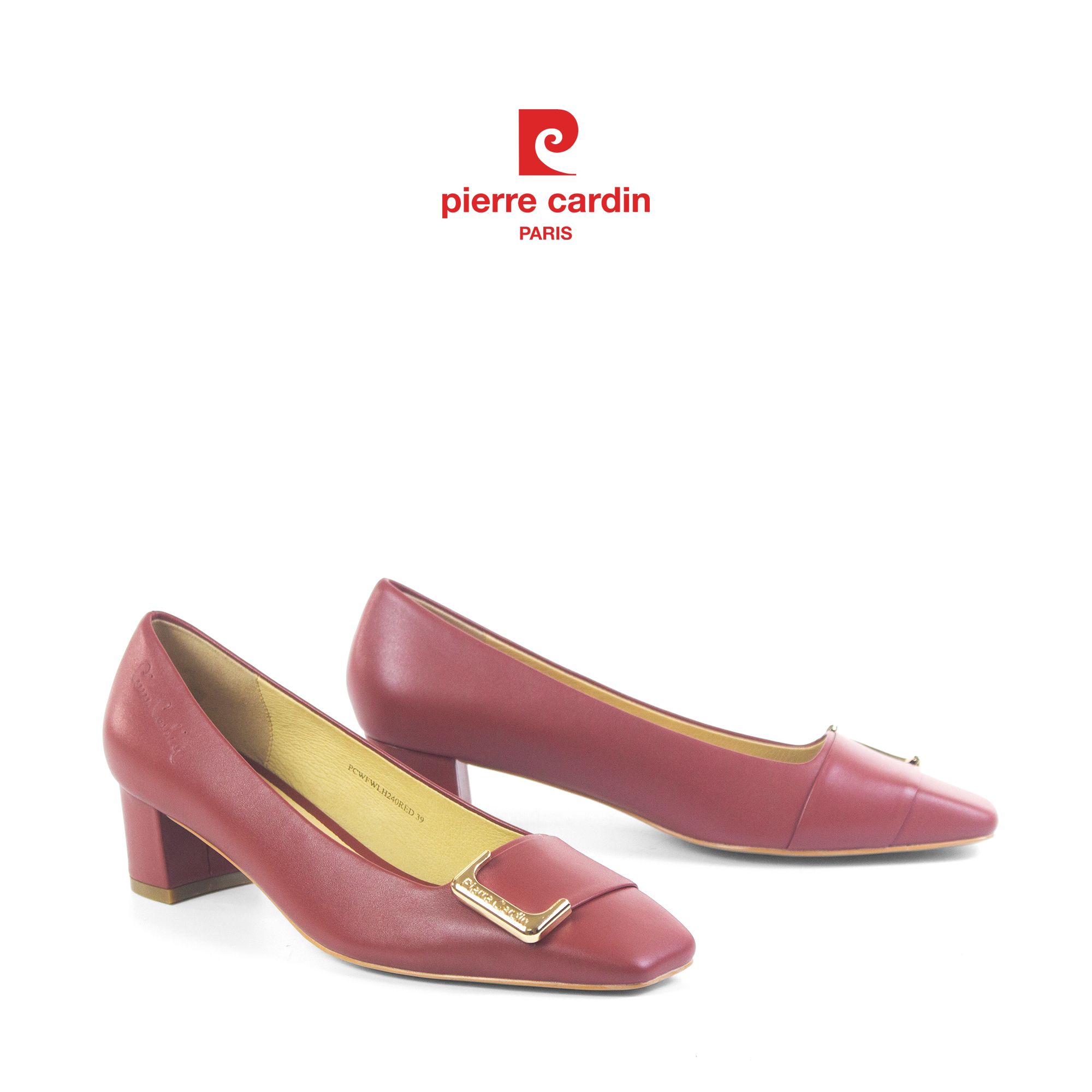 Pierre Cardin Paris Vietnam: Giày Nữ Cao Gót Mũi Vuông Da Thật Pierre Cardin - PCWFWLH 240 (+4cm)