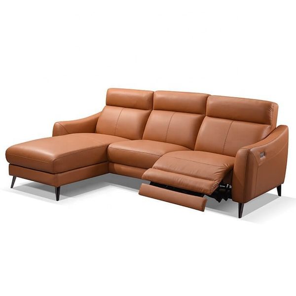 Sofa Thư Giãn Da Bò Chỉnh Điện Chữ L 2m6 YB919 - 8019 Cam Apricot Alila