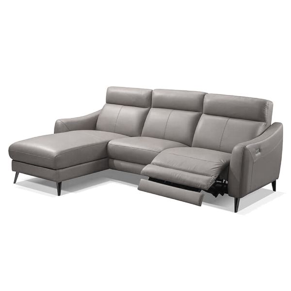 Sofa Thư Giãn Da Bò Chỉnh Điện Chữ L 2m6 YB919 - 428A Xám Caramel Alila