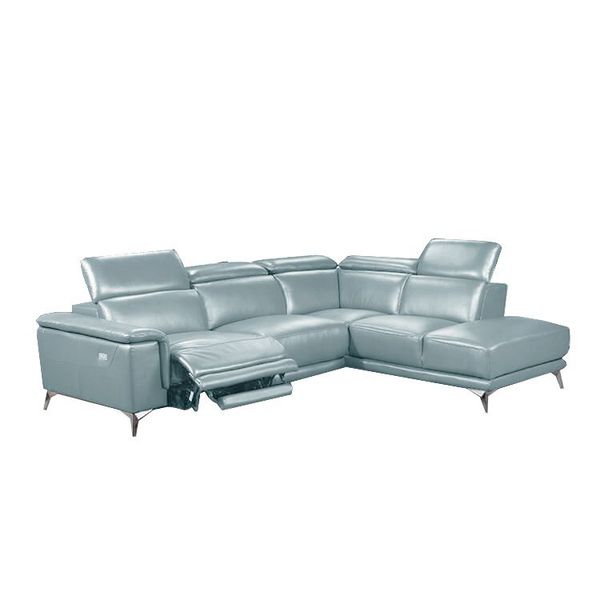 Sofa Thư Giãn Da Bò Chỉnh Điện Góc 3m YB756-8041 Xanh Biển Nhạt Alila