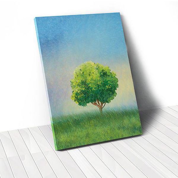 Tranh Canvas Lonely Tree On Green Field (40x60cm - 50x75cm - 60x90cm)