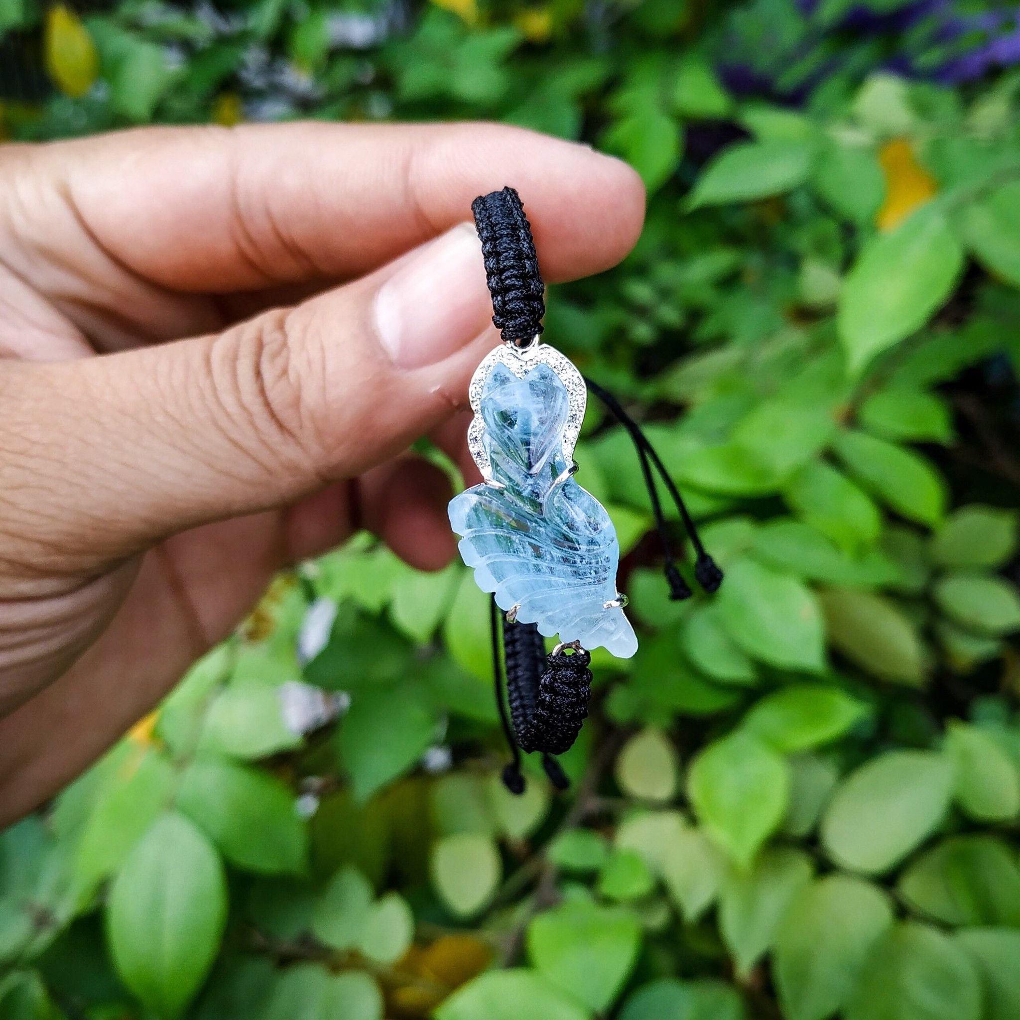 Vòng tay tết dây hồ ly Aquamarine loại AA
