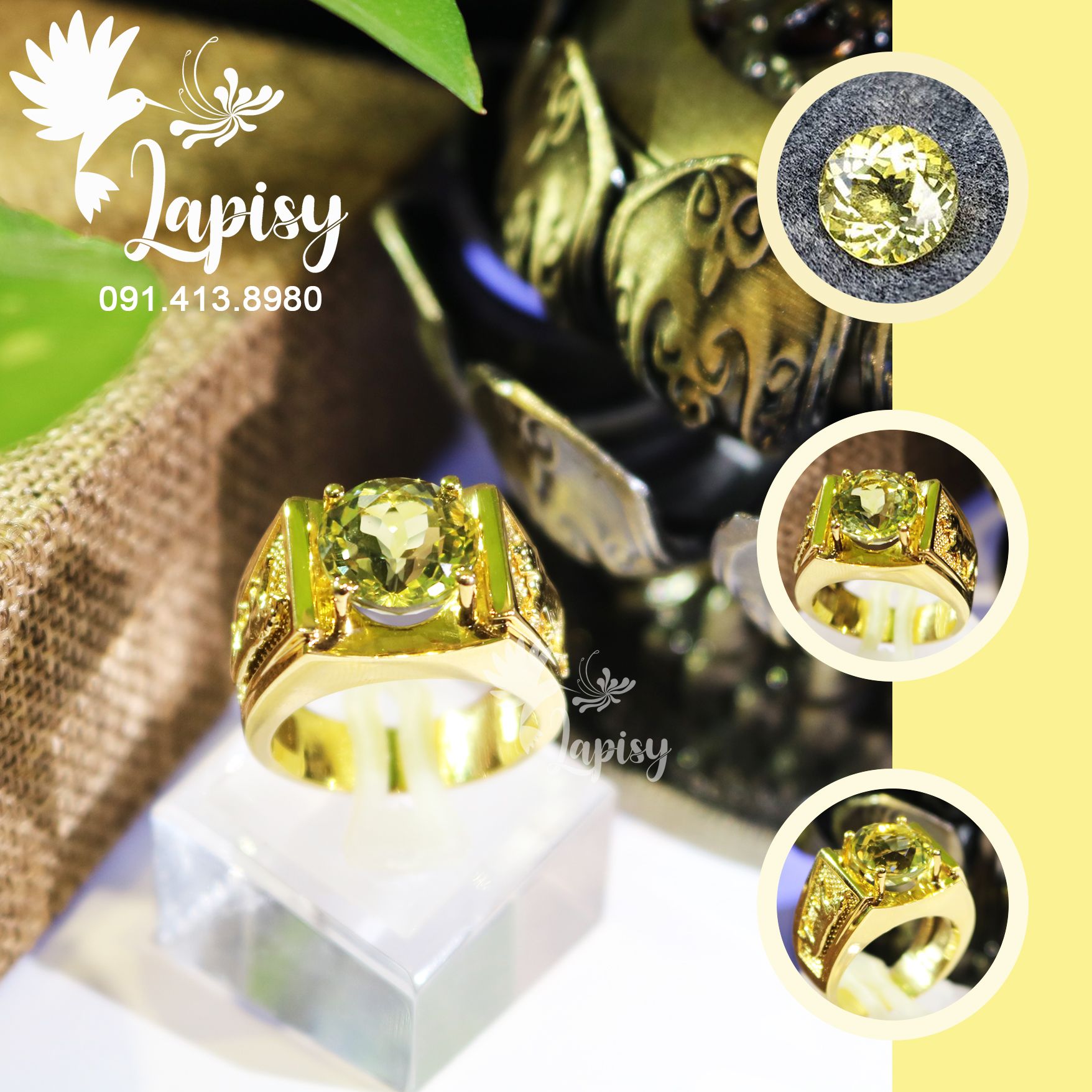 Nhẫn nam hột đá citrine
