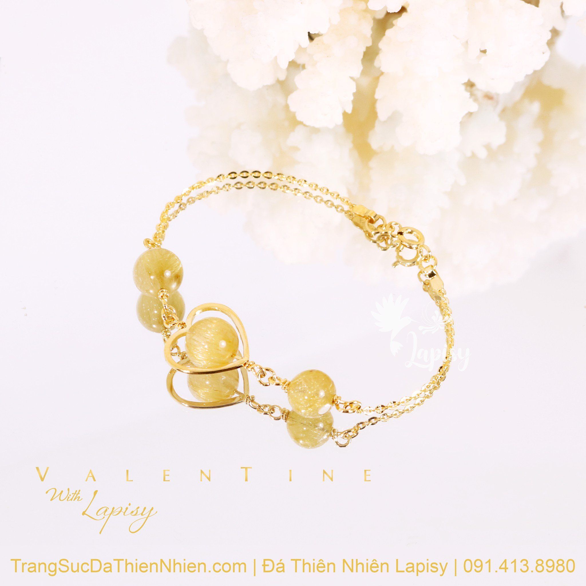 Lắc Tay Thạch Anh Tóc Vàng Tình Yêu