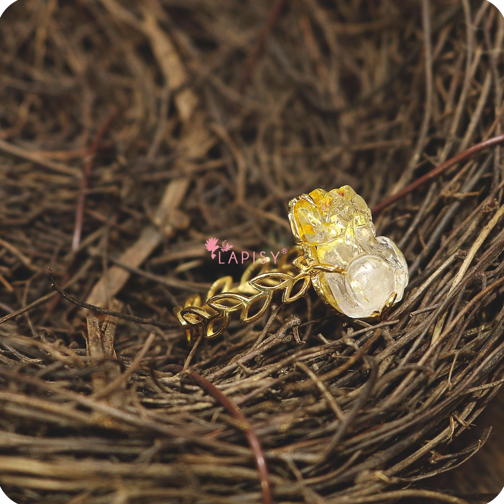 Dare to Shine - Nhẫn tỳ hưu thạch anh tóc vàng + bạc phủ vàng 18k