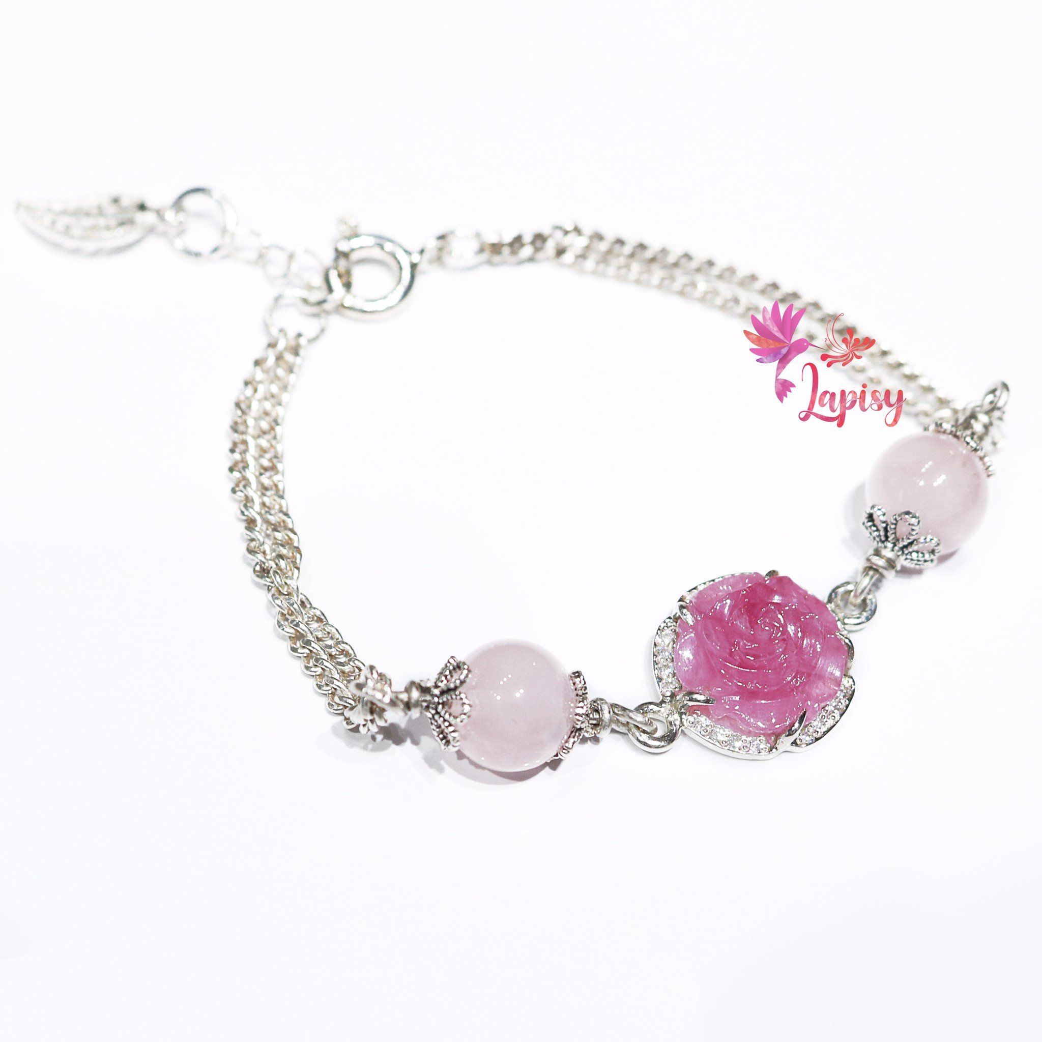 Divine - vòng hoa mẫu đơn ruby + bạc 925