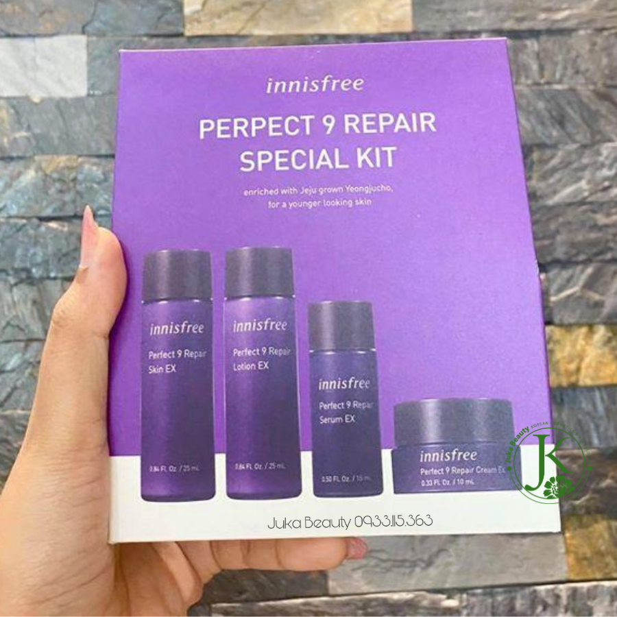 Bộ kít 4 món chăm sóc da, chống lão hóa Innisfree Perfect 9 Repair Special Kit (4 món)