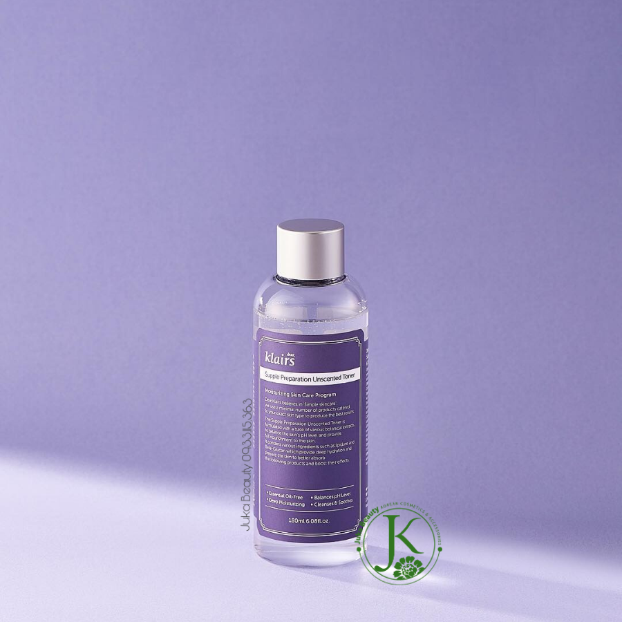 Nước hoa hồng dưỡng ẩm, không mùi Klairs Supple Preparation Unscented Toner 180ml