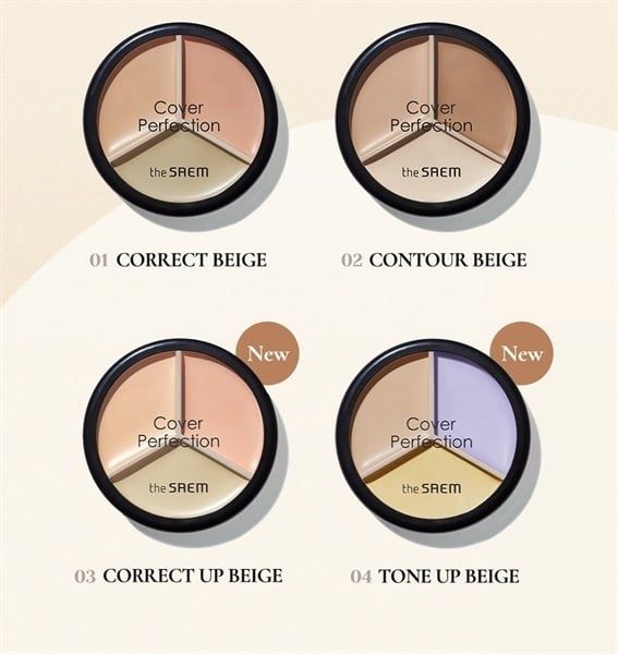 Che Khuyết Điểm Triệt Sắc The Saem Cover Perfection Triple Pot Concealer 4.5g