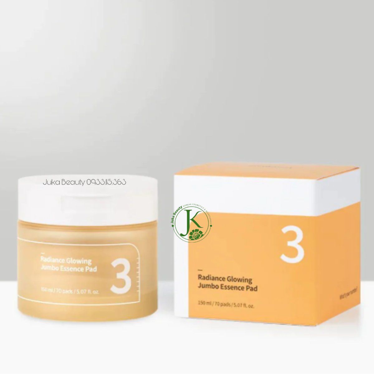 Toner Pad Dưỡng ẩm, Dưỡng Sáng Da Numbuzin No.3 Radiance Glowing Jumbo Essence Pad 150ml (70 miếng)