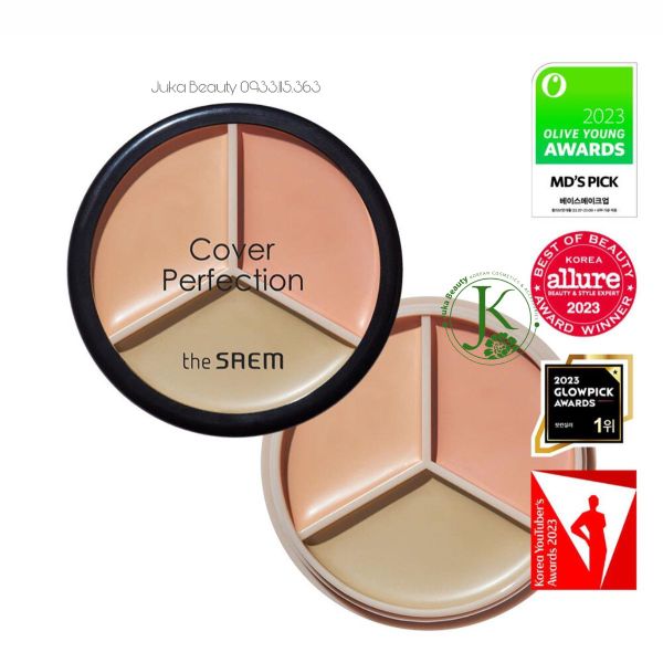  Che Khuyết Điểm The Saem Cover Perfection Triple Pot Concealer 