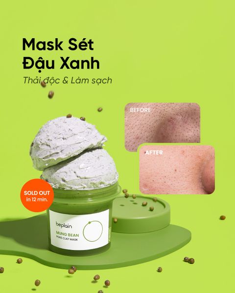  Mặt Nạ Đất Sét Đậu Xanh Beplain Mung Bean Pore Clay Mask 120ml 