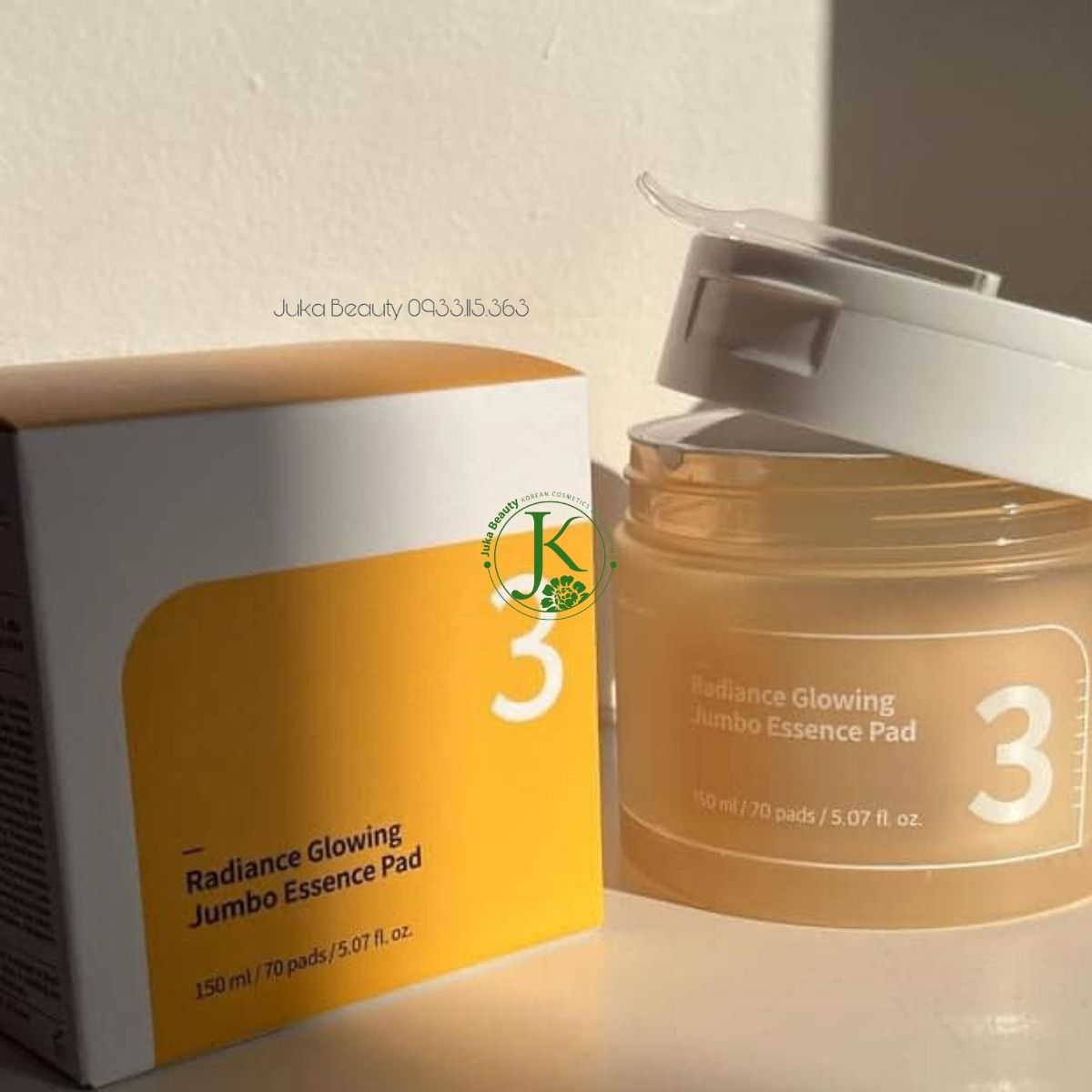 Toner Pad Dưỡng ẩm, Dưỡng Sáng Da Numbuzin No.3 Radiance Glowing Jumbo Essence Pad 150ml (70 miếng)