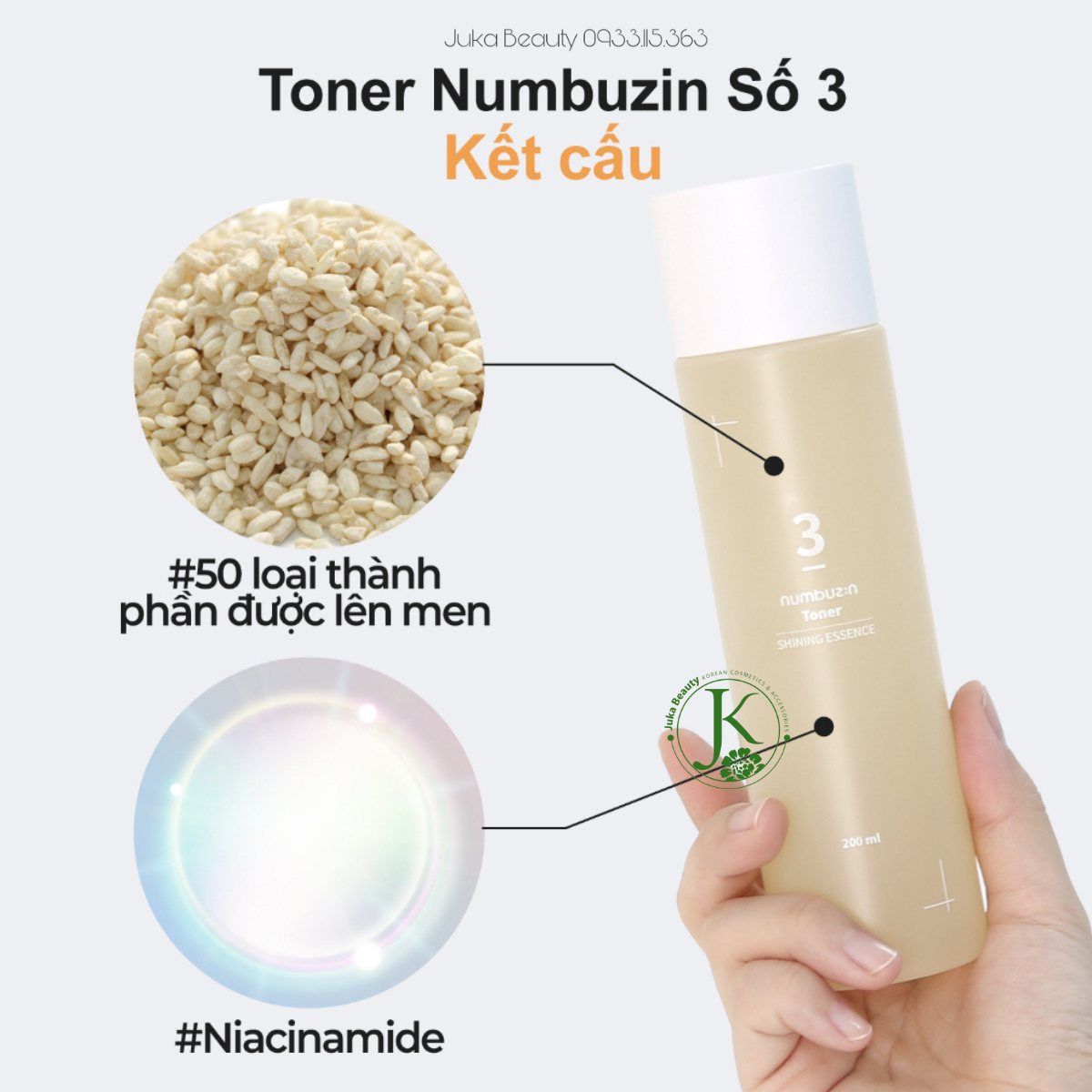 Nước Hoa Hồng Dưỡng ẩm, Căng Bóng Da Numbuzin Super Glowing Essence Toner No.3 200ml
