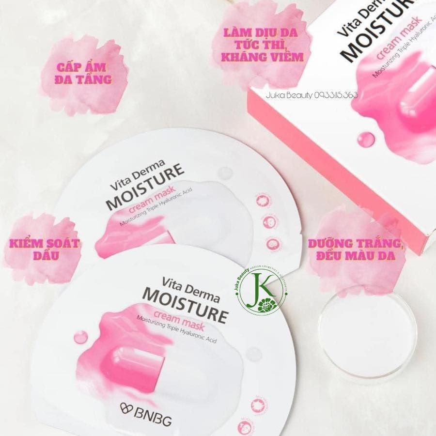 Mặt Nạ Kem Dưỡng Da ẩm Mịn BNBG Vita Derma Moisture Cream Mask 30ml (Hồng)
