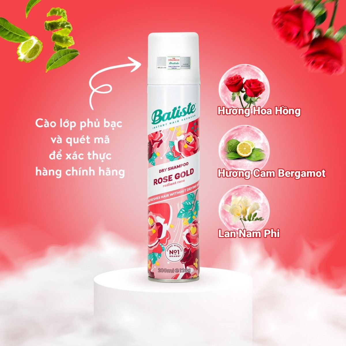 Dầu Gội Khô Sạch Tóc, Phồng Tóc Batiste Dry Shampoo 200ml
